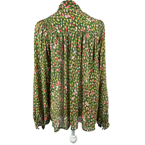 Happy X Nature Kate Hudson Women's Green Floral Peasant Top M New With Tags $78 - Picture 7 of 11